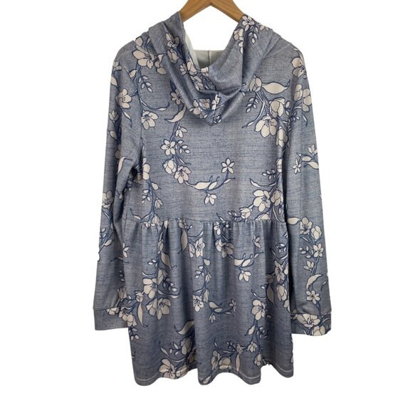 Love U Dear Womens Size Large Blue & White Floral Hoodie - Picture 2 of 10